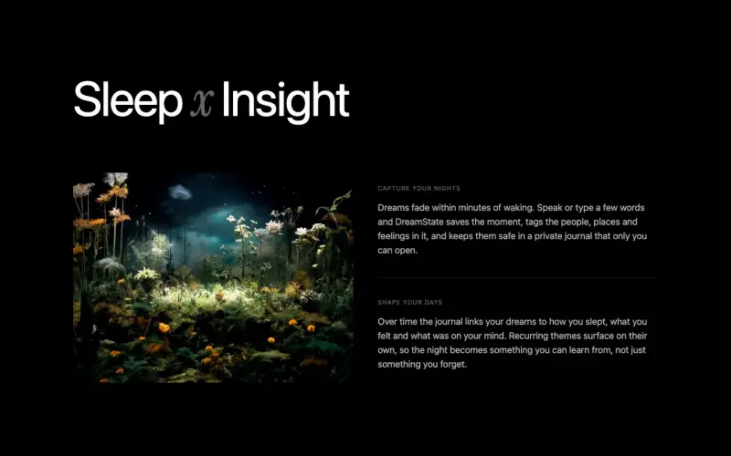 DreamState-sectie Sleep x Insight: beeld en uitleg naast elkaar.